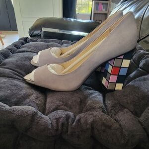 Stylish Gray Peep-Toe Heels